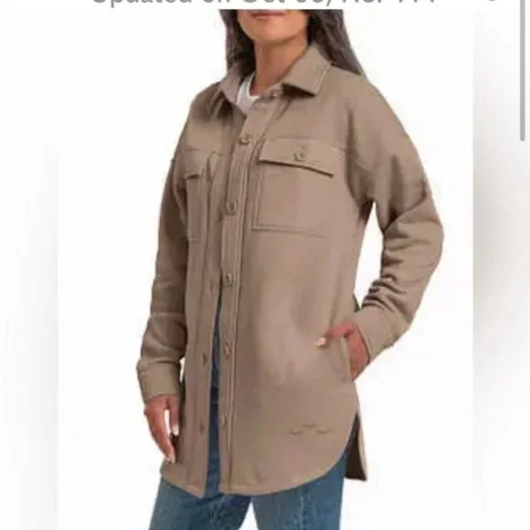 NEW Lazypants Fleece Shacket | Tan - Picture 2 of 4